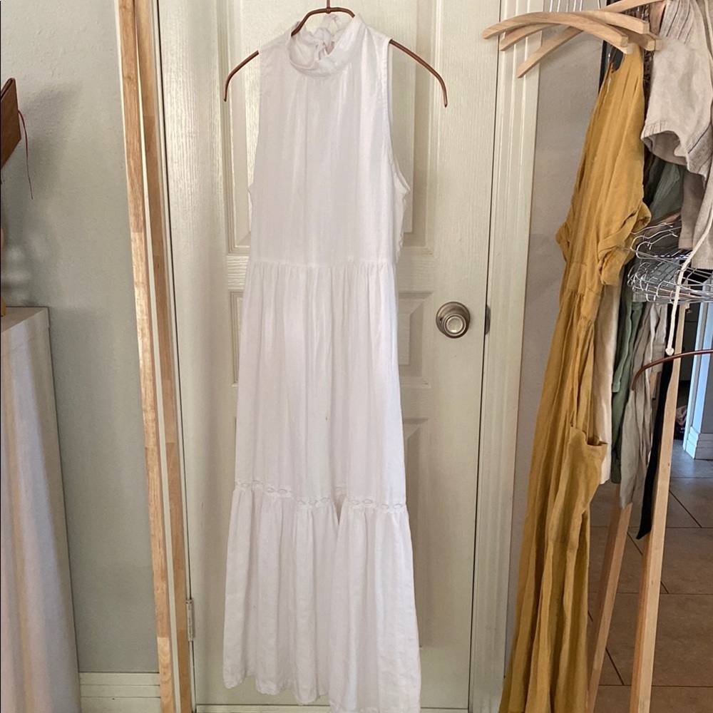 Maurie + Eve White Halter Maxi Dress